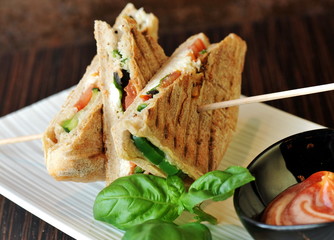 Healthy veggie panini sandwiches