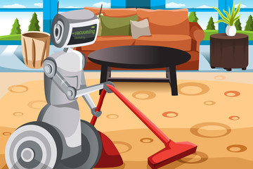 Robot vacuuming carpet