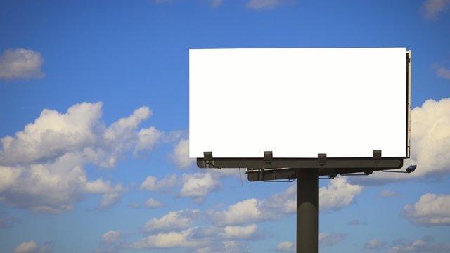 Blank Billboard with Cloud Time lapse with Alpha mask