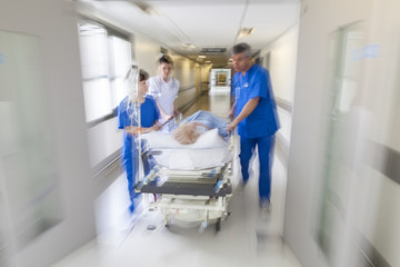 Motion Blur Stretcher Gurney Patient Hospital Emergency - obrazy, fototapety, plakaty