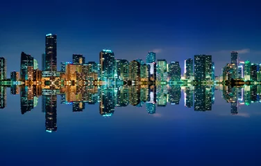 Cercles muraux Amérique centrale Horizon de Miami la nuit