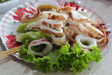 Fresh grilled squid