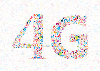 Social network background with media icons.