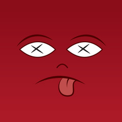 Large red face with x eyes