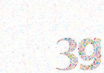 Social network background with media icons.