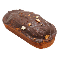 dessert brown chocolate nuts cake isolated (clipping path)