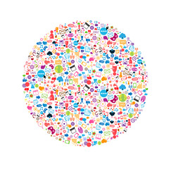 Social network background with media icons. Vector illustration