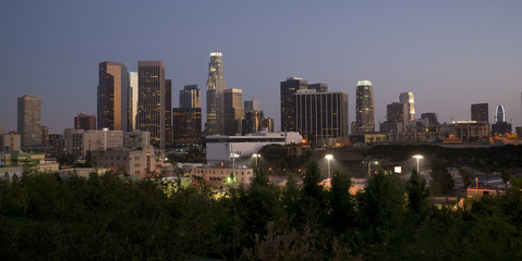 Fototapeta na wymiar Downtown Los Angeles California City Skyline w poziomie