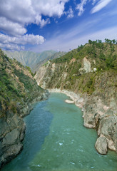 mountain Alaknanda river in a deep canyon, Gaucher