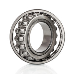 Composition of steel ball roller bearings  on white background