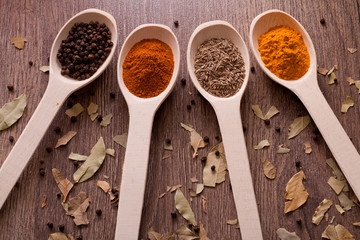 spices on spoons