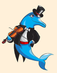 Naklejka premium Dolphin and violin
