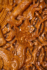 Thai carving wood at window temple