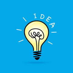 Idea light bulb, Brain inside concept