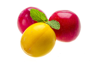 Bright ripe plum with mint