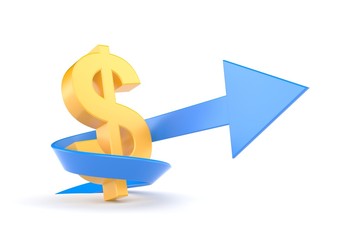 Dollar sign with  arrow. Symbolise growth
