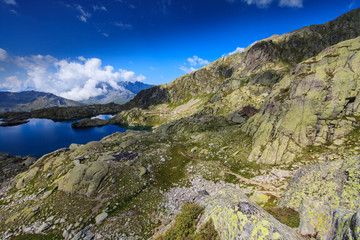 Fototapeta na wymiar Beautiful glacier lake in the French Alps in summer