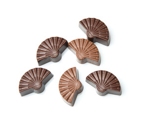 Chocolate candys on white background