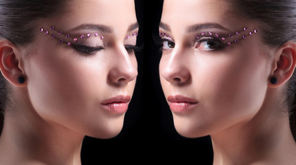 casual woman two sides