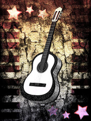 Fototapeta na wymiar Grunge background with a guitar