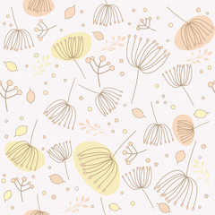 Seamless vector pattern with flowers and leaves