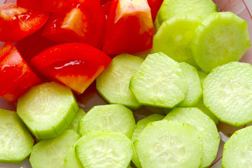 salad from cucumbers and tomatoes