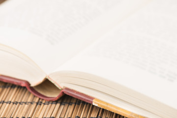 Closeup of open old vintage novel