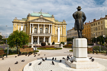 Fototapeta premium Kasalisni Park and Theater Building in Rijeka, Croatia