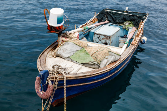 Fisherman Boat Docked at Harbor in Senj, Croatia