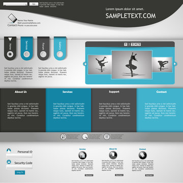 website template - metallic, blue, white, grey colored