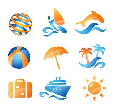 Sea and Summer Travel Icons