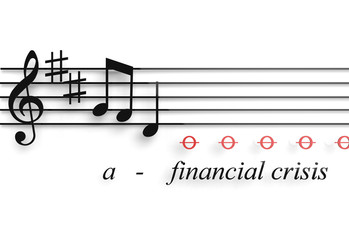 Financial recession illustrated as a musical notes metaphor