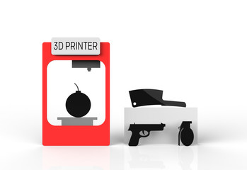 3D printer misused to create a bomb and pistol.