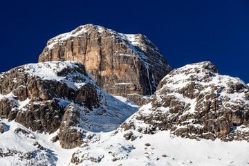 Rocky Mountains on the Ski Resort of Arabba, Dolomites Alps, Ita
