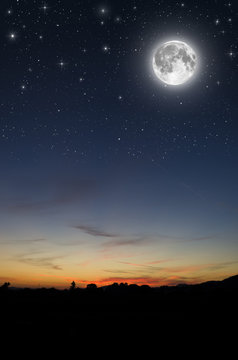 full moon and mountain