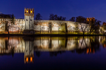 Fototapeta na wymiar Stunning View of Novodevichy Convent in the Evening, Moscow, Rus