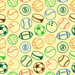 Fototapeta premium Vector seamless pattern with sport balls