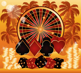 Summer poker time wallpaper, vector illustration