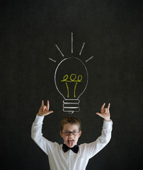 Knowledge rocks boy business man bright idea chalk lightbulb