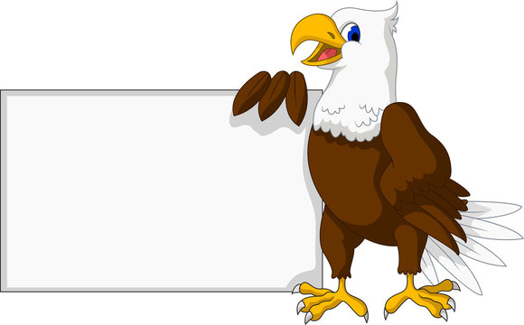 eagle cartoon with blank sign