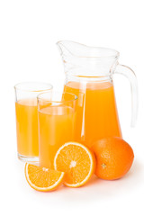 Orange juice in a glass jar