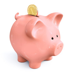Piggy bank with coin