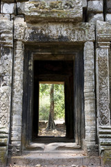 Fototapeta na wymiar Door to a temple in Angkor, Siem Reap, Cambodia