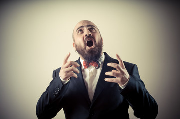 funny afraid elegant bearded man