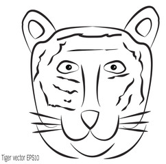 Line tiger vector illustration