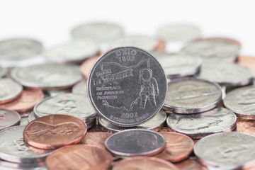 Ohio State Quarter reverse coin extreme close up