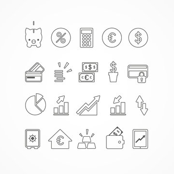 Set 20 icons finance_lines