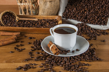 Italian coffee concept with cafe set
