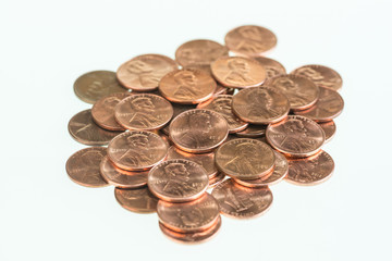 American pennies piled up