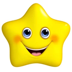 Poster de jardin Doux monstres 3d cartoon yellow star